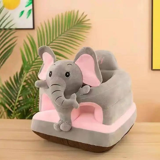 Preschool anti fall cartoon elephant sofa chair mat, gray plush with pink seat on Tampa Home & Garden Store