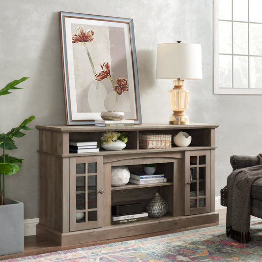 Classic TV Media Stand Modern Entertainment Console for TV Up to 65" with Open and Closed Storage Space Gray Wash