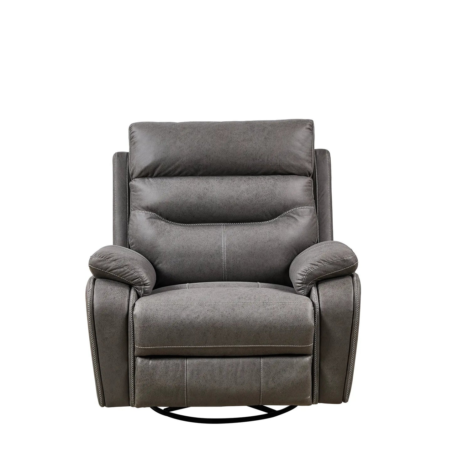 Liyasi Dual OKIN motor rocking and swivel recliner in dark grey leather with stitched seams on Tampa Home & Garden Store