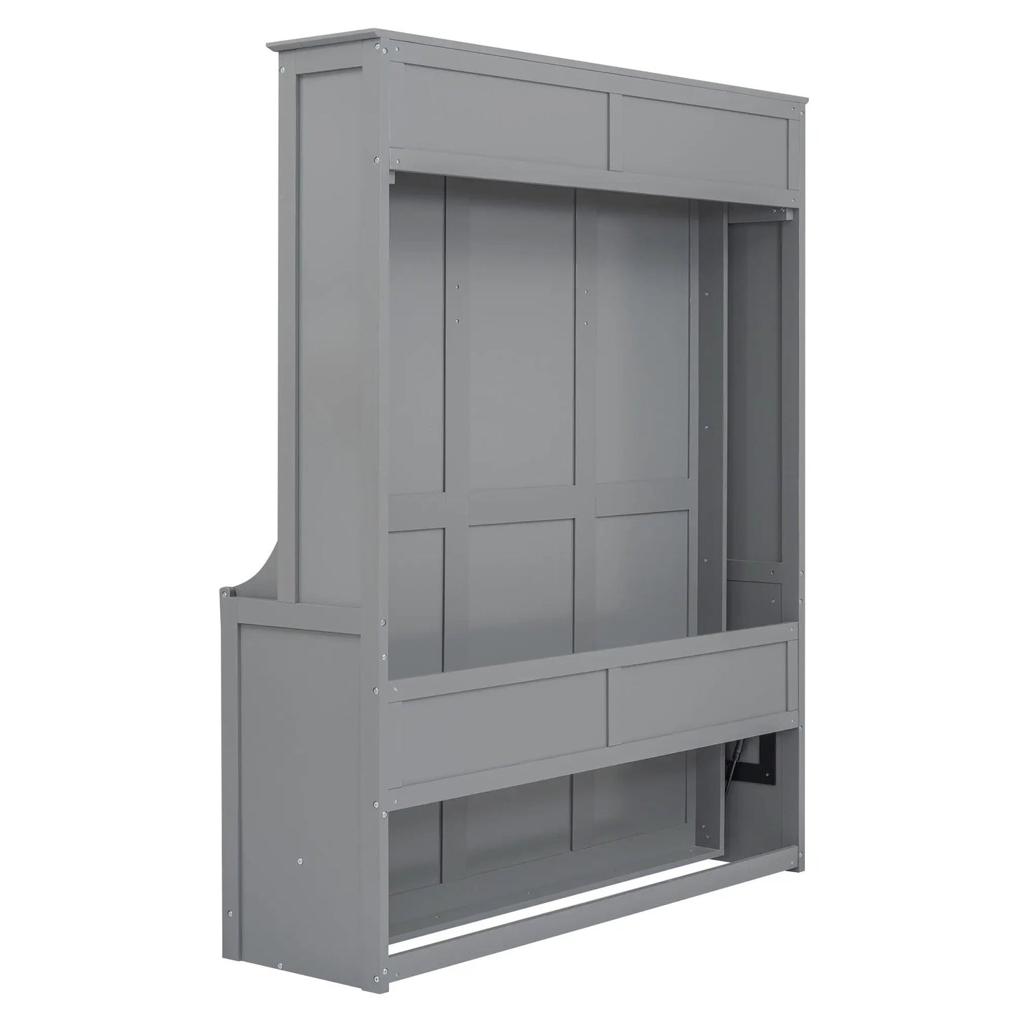 Cama Murphy Queen Size con estante, gris