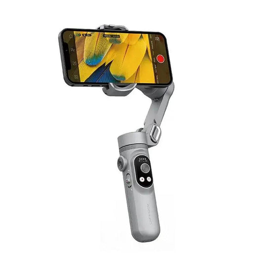 XPro 3-Axis Phone Gimbal Stabilizer gray handheld with smartphone mounted for vlogging on Tampa Home & Garden Store