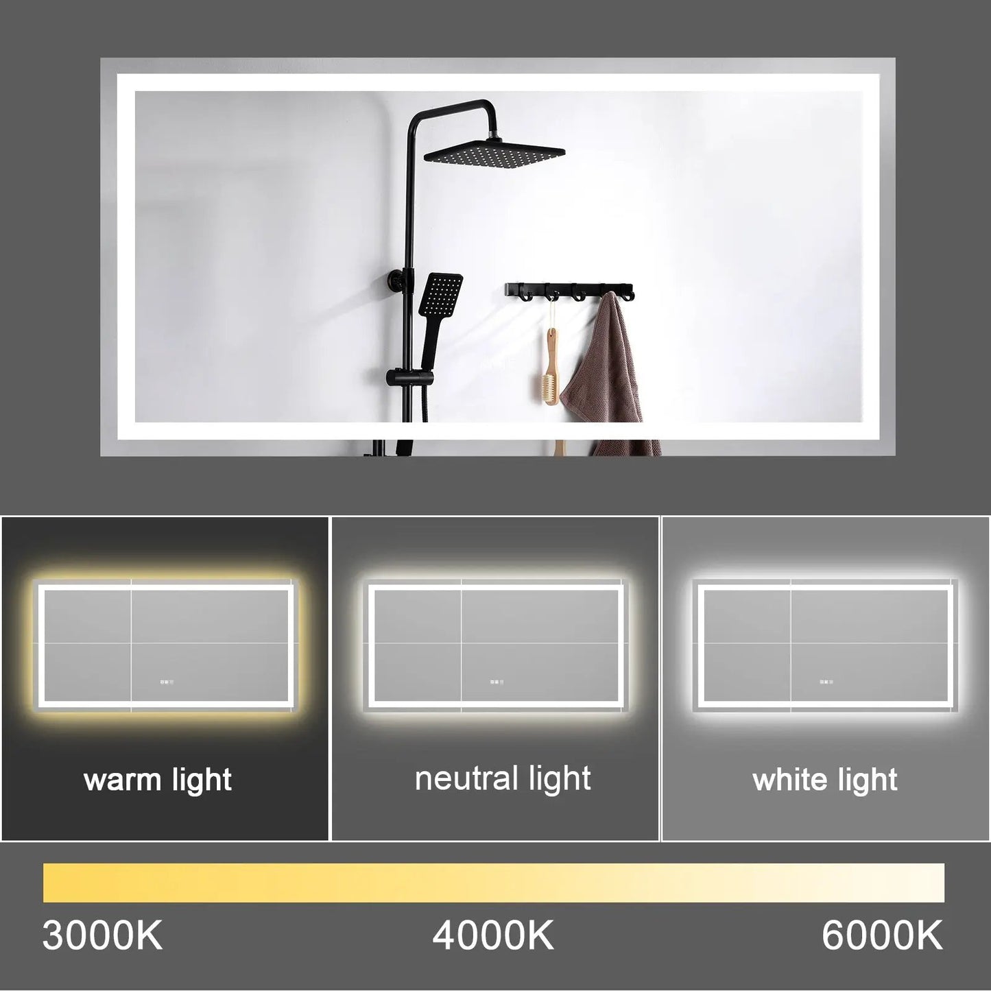 72 Inch LED Bath Mirror Light Anti Fog Dimming