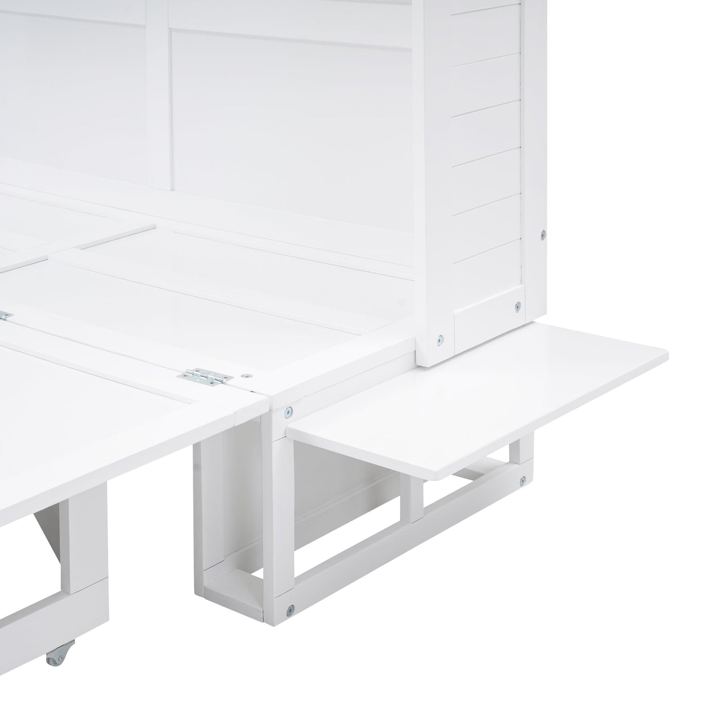 ueen Size Murphy Bed with Bookcase, Bedside Shelves and a Big Drawer, White - Tampa Home & Garden Store