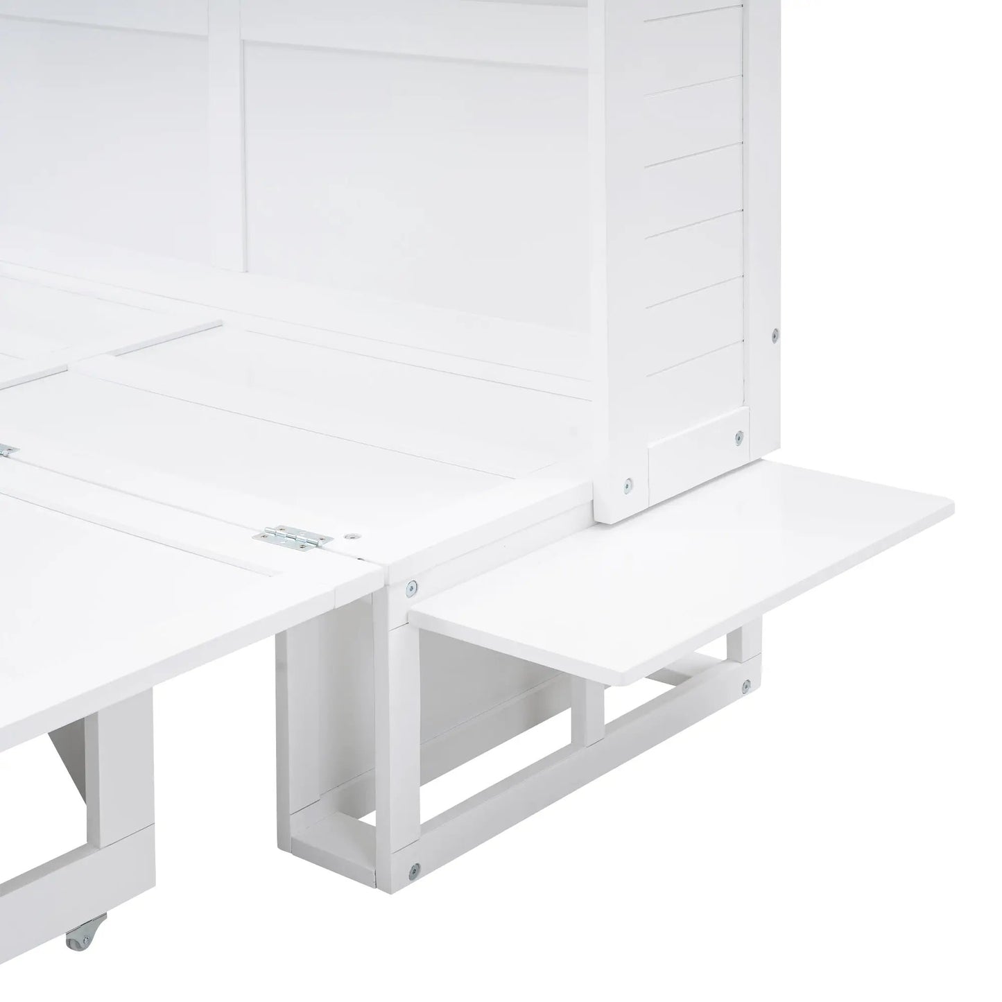 Queen Murphy Bed with Bookcase Shelves and Drawer white finish with built-in side cabinet on Tampa Home & Garden Store