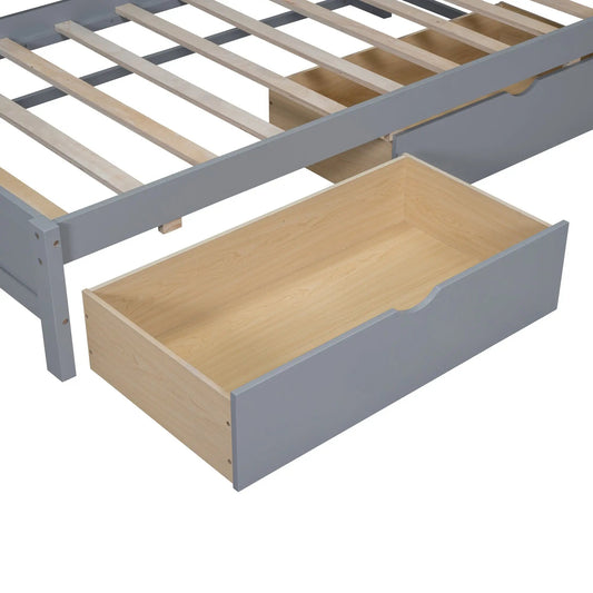 Wooden twin daybed with gray frame and two drawers, slatted base on Tampa Home & Garden Store