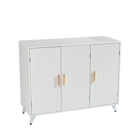 Ideboard White Buffet Cabinet with Wavy Texture, ribbed doors, white finish on Tampa Home & Garden Store