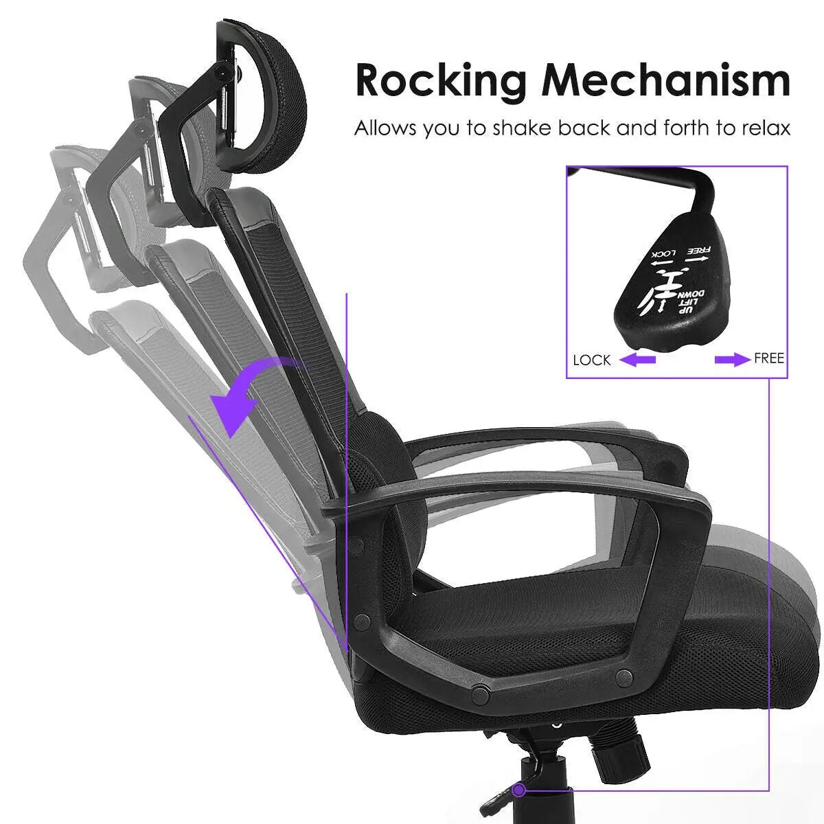Mesh Office Chair High Back Ergonomic Swivel DirectDeals, black mesh back tilt lock on Tampa Home & Garden Store