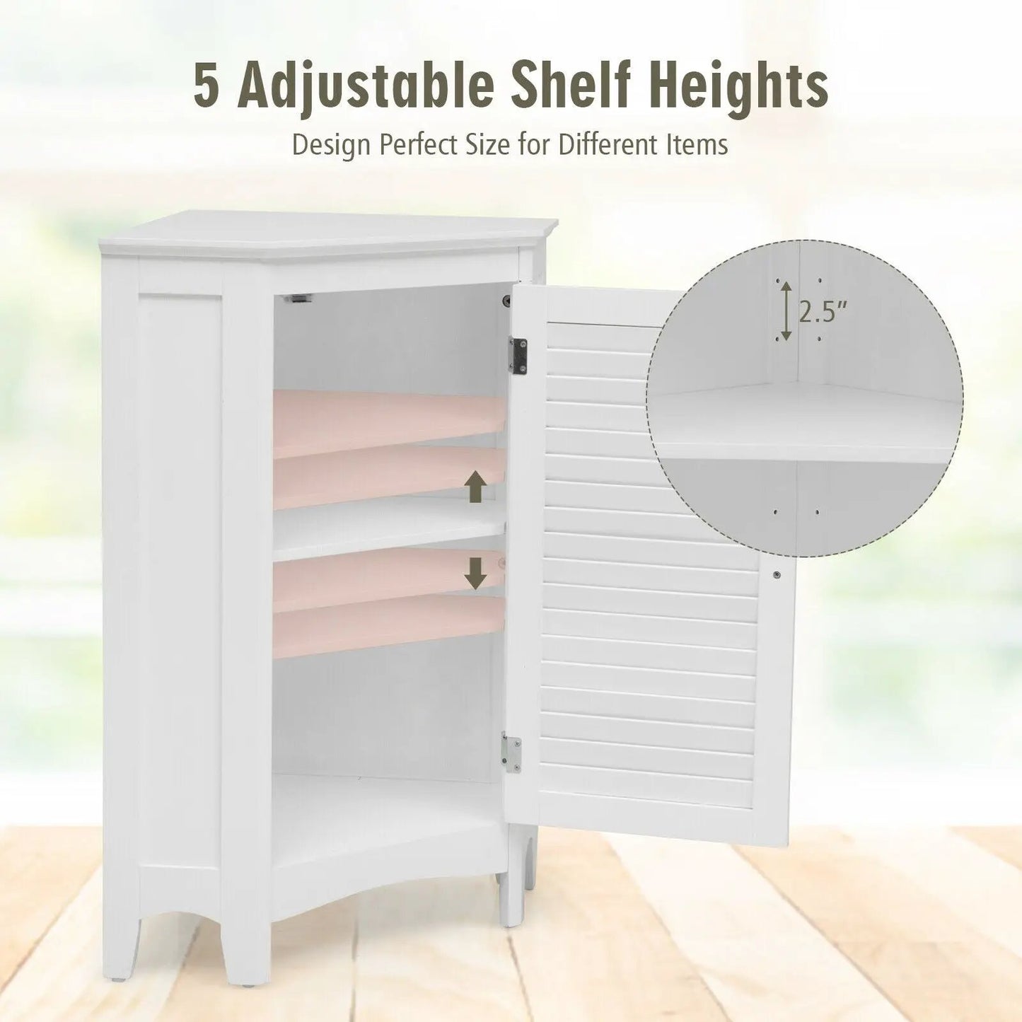 White corner bathroom cabinet with shutter door, adjustable shelves DirectDeals on Tampa Home & Garden Store
