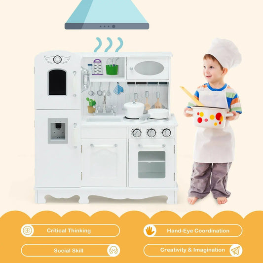 Pretend kitchen cookware set with water dispenser, DirectDeals white plastic toy kitchen on Tampa Home & Garden Store