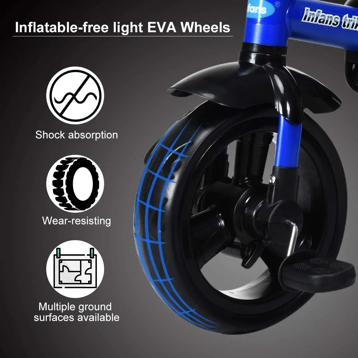 4-in-1 Kids Tricycle with Adjustable Push Handle-Blue - Tampa Home & Garden Store