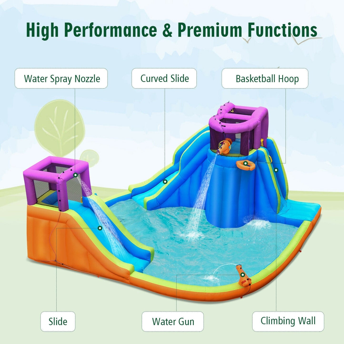 6 in 1 Inflatable Dual Water Slide Bounce House blue DirectDeals on Tampa Home & Garden Store