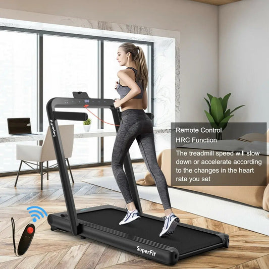 4.75HP 2-in-1 folding treadmill with app control, black frame, SuperFit on Tampa Home & Garden Store