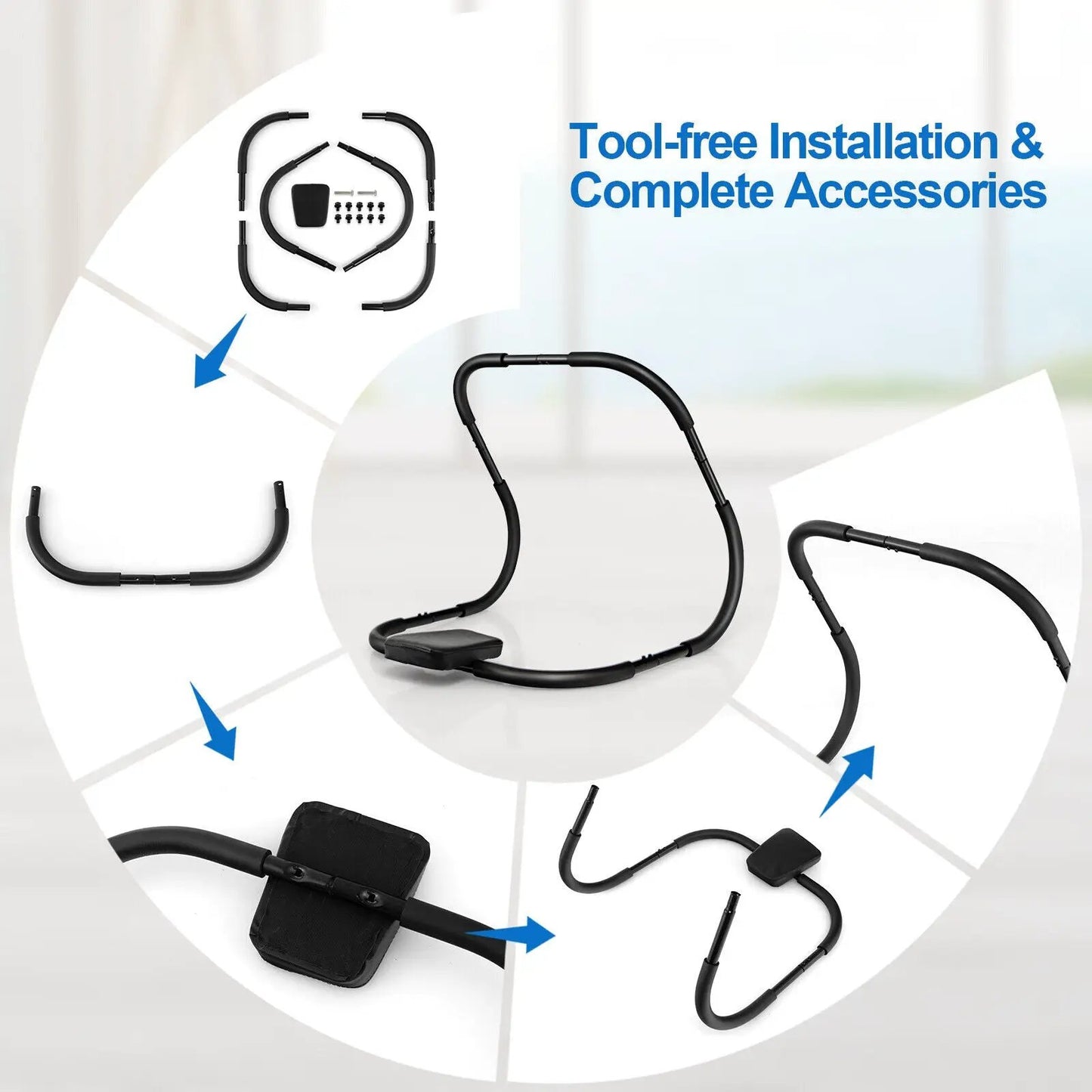 Portable AB Trainer Ab Roller kit DirectDeals with black frame and tool-free assembly on Tampa Home & Garden Store