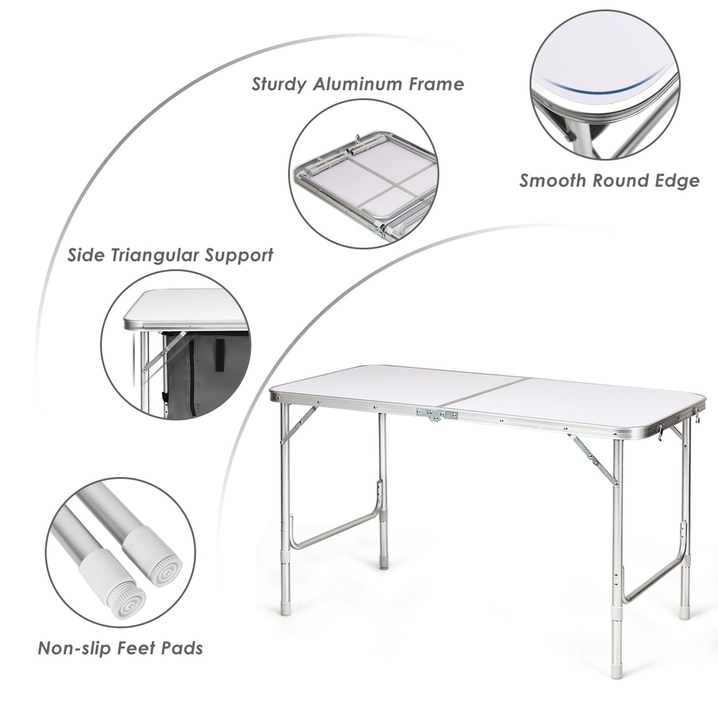 Mesa de camping plegable de altura regulable - Gris