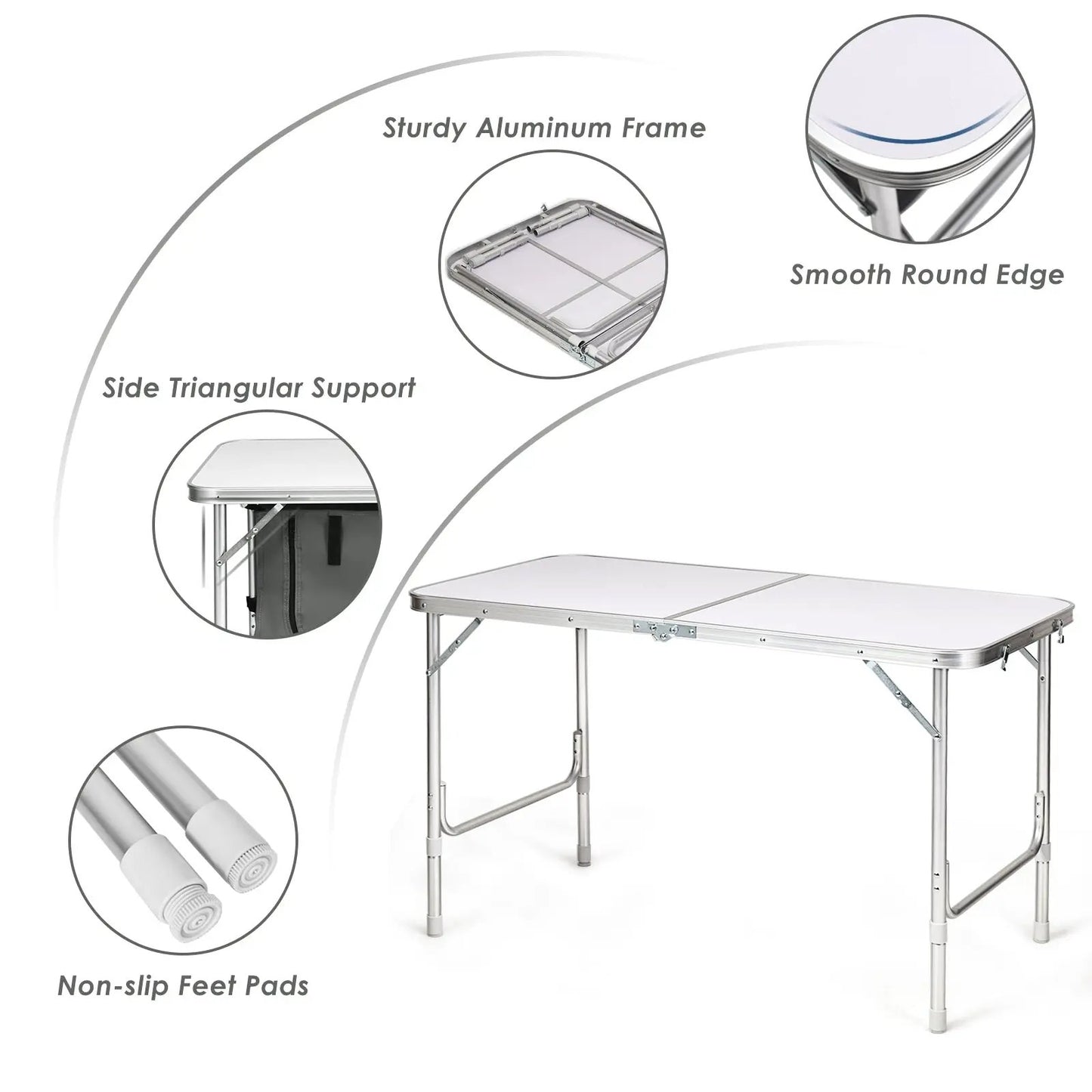 Height Adjustable Folding Camping Table-Gray - Tampa Home & Garden Store