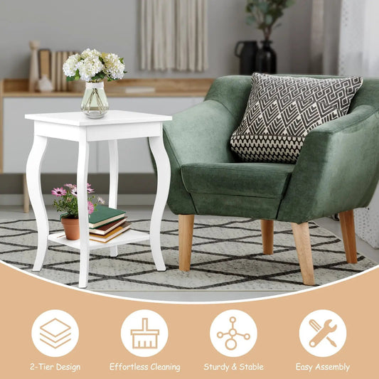 Set of 2 Accent Side Tables with Shelf - Tampa Home & Garden Store