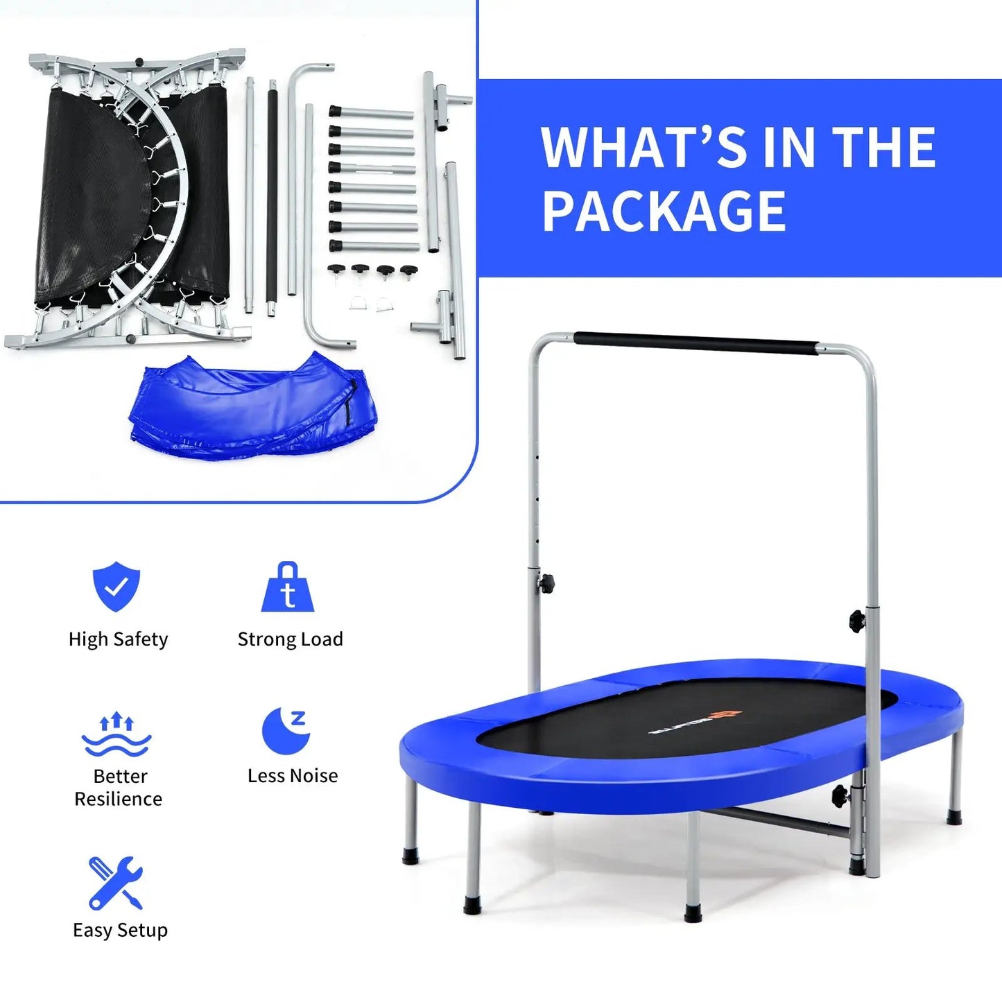 2-Person Foldable Mini Kids Fitness Rebounder Trampoline-Blue - Tampa Home & Garden Store