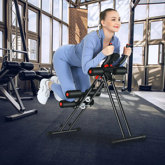 Foldable Core Ab Trainer with 3 resistance levels, black frame and red knobs on Tampa Home & Garden Store