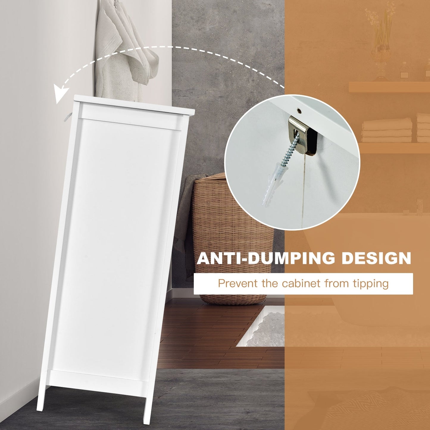 DirectDeals 2 Door bathroom floor storage cabinet white space-saving bathroom organizer on Tampa Home & Garden Store