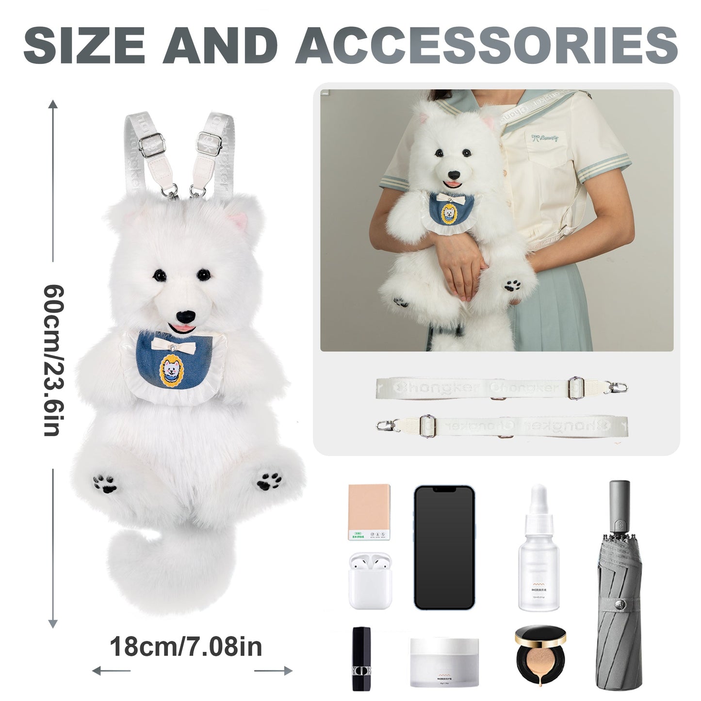 Cozy Samoyed Backpack and Real Cloud Dog Shape