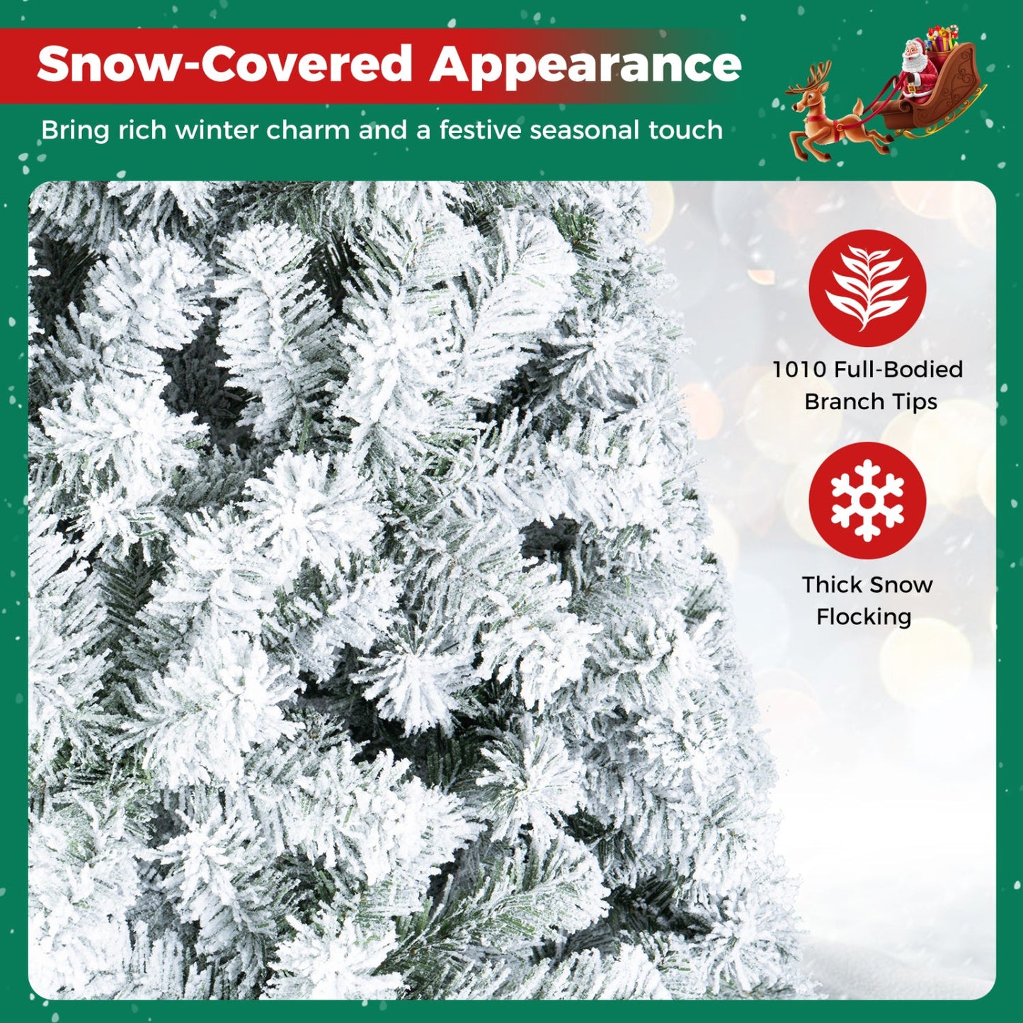 Snow-flocked artificial Christmas tree 9 ft with metal stand DirectDeals, thick snow flocking on Tampa Home & Garden Store