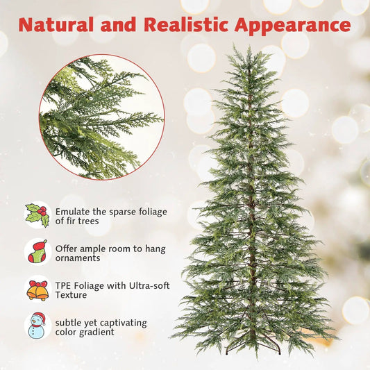 7.5 Feet artificial Christmas tree with LED lights and dense green branch tips on a metal stand on Tampa Home & Garden Store