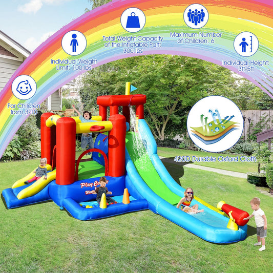 9-in-1 Inflatable Kids Water Slide Bounce House without Blower - Tampa Home & Garden Store