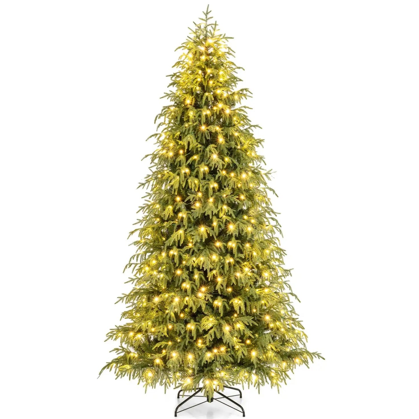 7 ft pre-lit Christmas tree with soft tips, warm white LEDs on a metal stand on Tampa Home & Garden Store