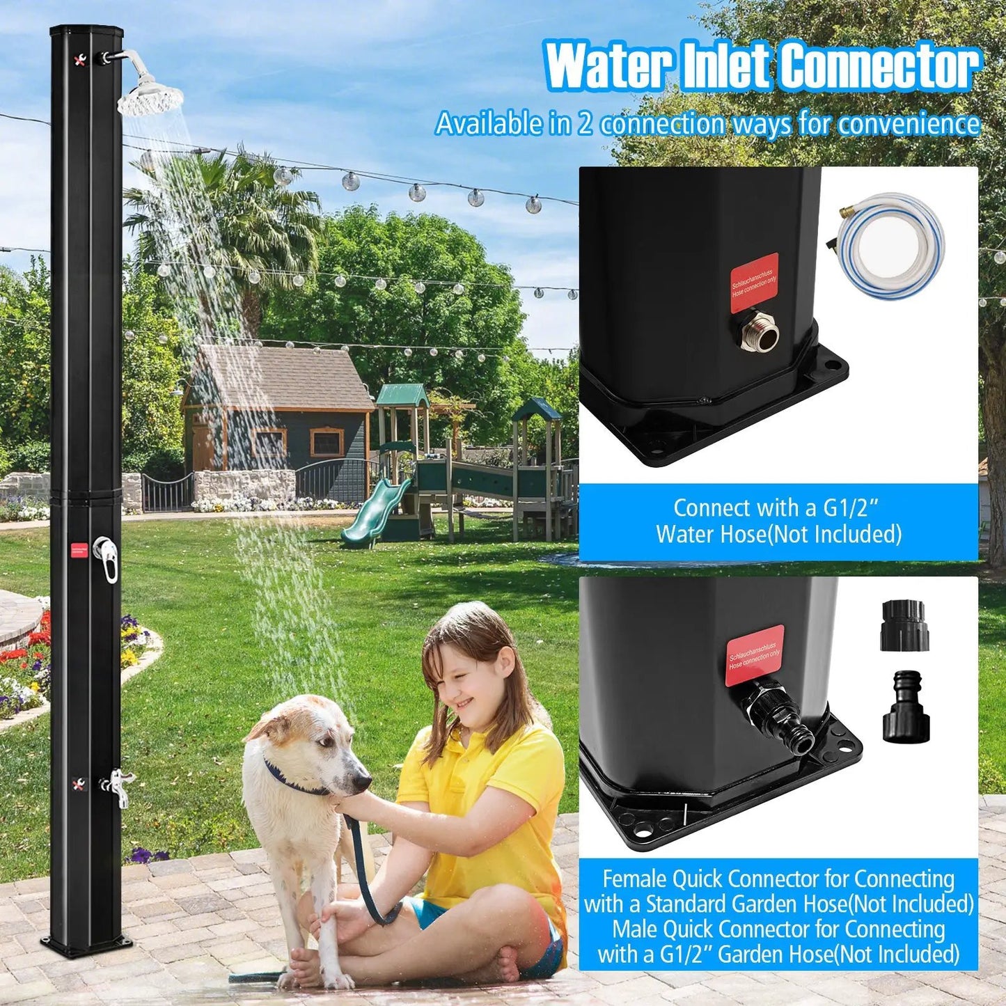 7.2 Feet Adjustable Outdoor Solar Heating Shower Head - Tampa Home & Garden Store