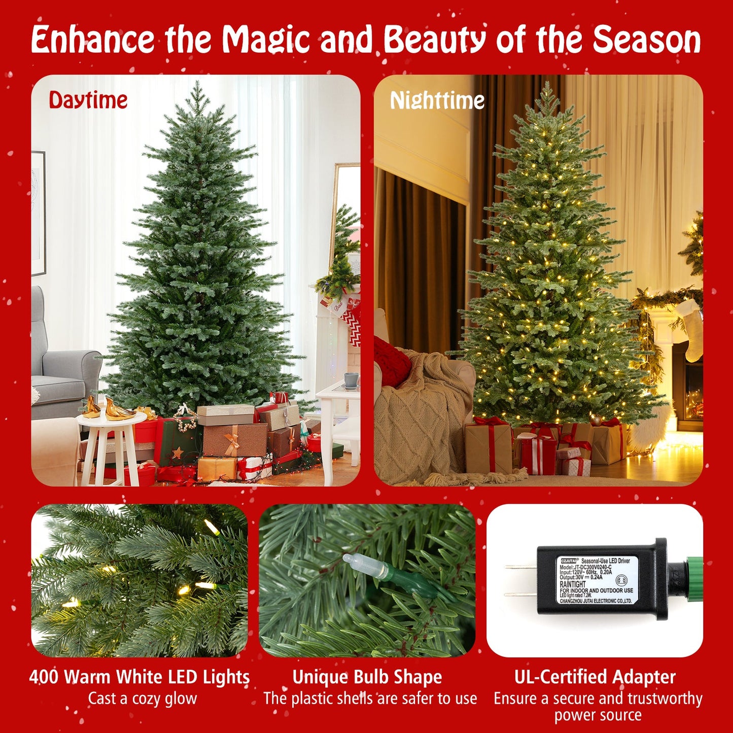 DirectDeals 5/6/7 ft artificial Christmas tree with lush PVC and 400 warm white LEDs on Tampa Home & Garden Store