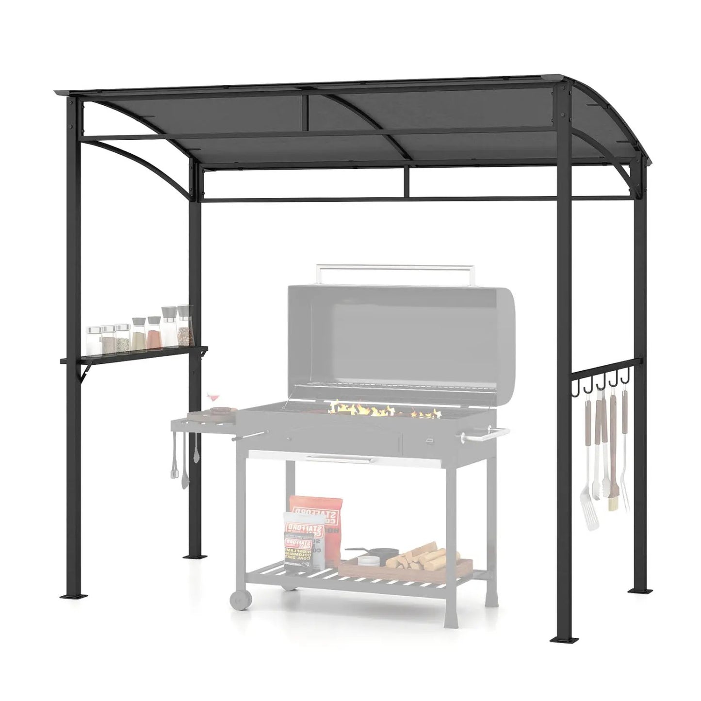 Grill gazebo canopy by DirectDeals for outdoor patio with black steel frame and curved roof on Tampa Home & Garden Store
