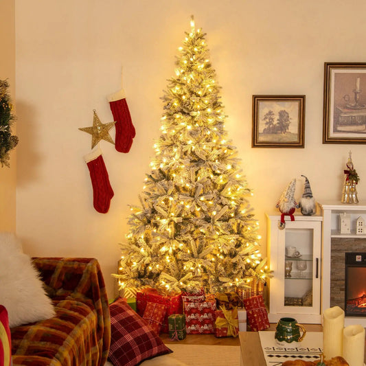 7 ft half artificial Christmas tree with 852 PE tips, frosted branches, warm lights DirectDeals on Tampa Home & Garden Store