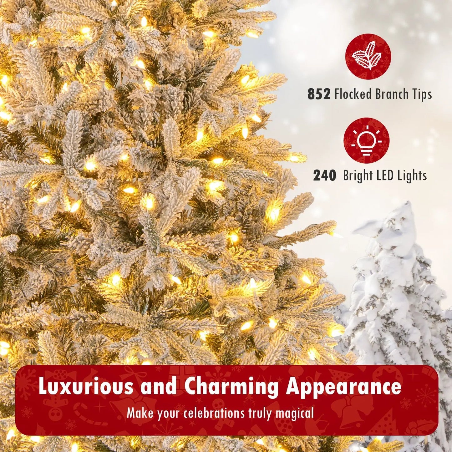 7 ft half artificial Christmas tree with 852 PE flocked tips and 240 LED lights DirectDeals on Tampa Home & Garden Store