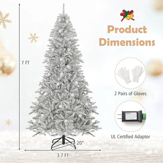 6 ft flocked prelit Christmas tree with 81 sphere lights on a metal stand DirectDeals on Tampa Home & Garden Store