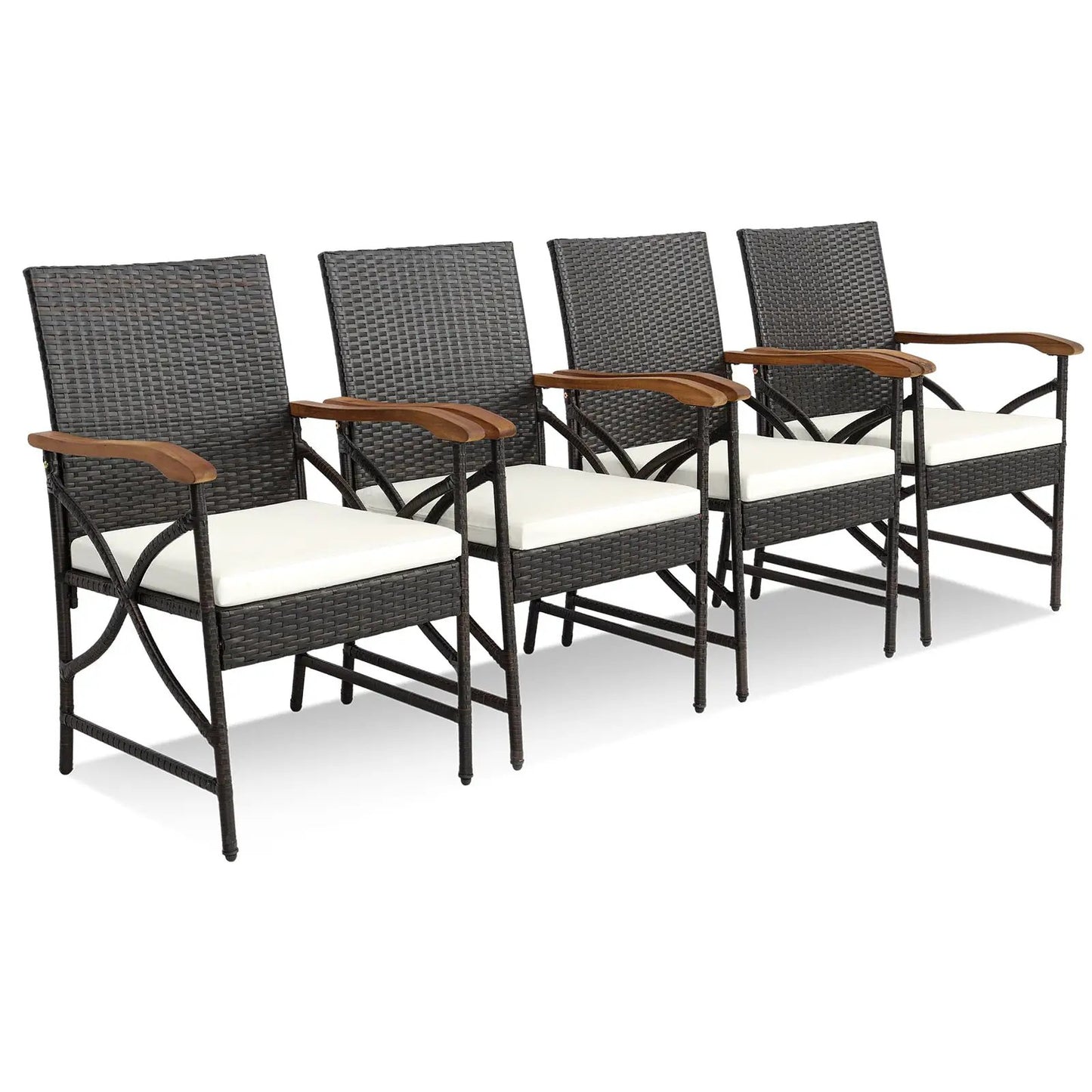 5/7-Piece Outdoor Dining Set with Acacia Wood Table-6 Pieces + - Tampa Home & Garden Store