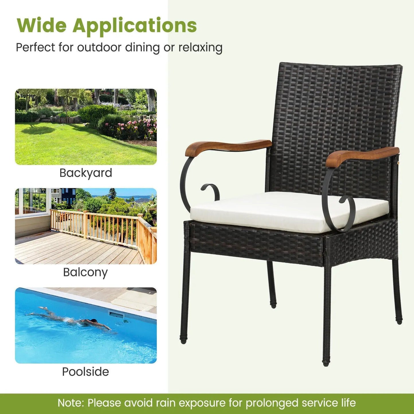 7 Pieces Patio Wicker Dining Set with Detachable Cushion and Umbrella Hole - Tampa Home & Garden Store