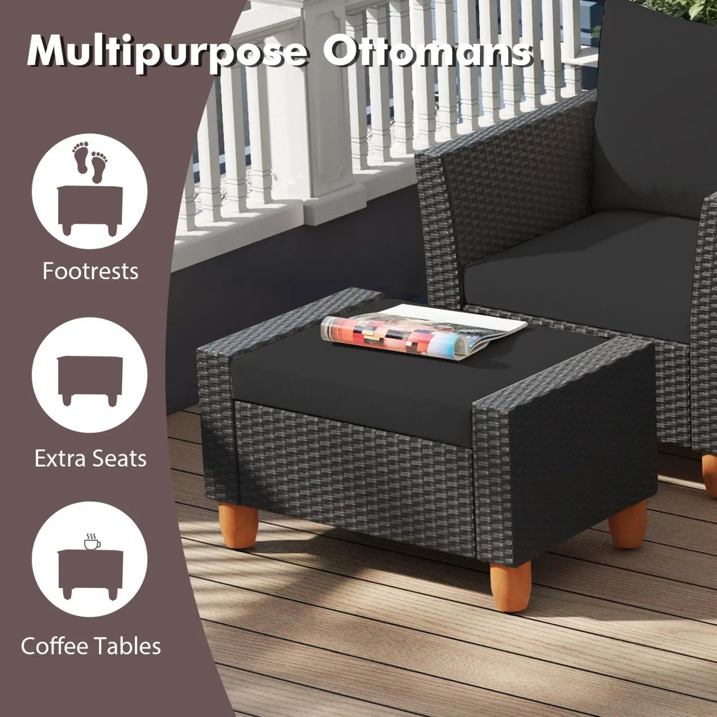 7-Piece Patio Set With Cushions and Storage Table