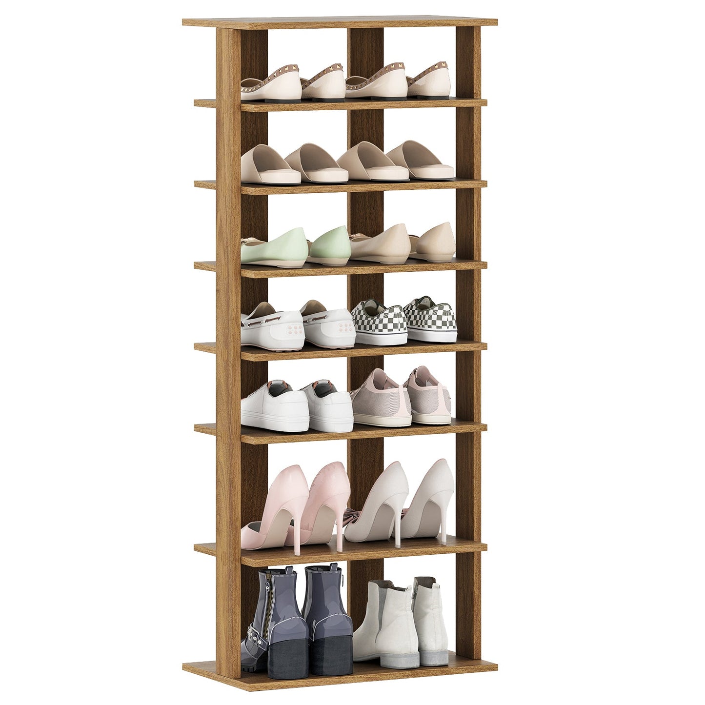 7 Tiers Vertical Shoe Rack for Front Door-Rustic Brown