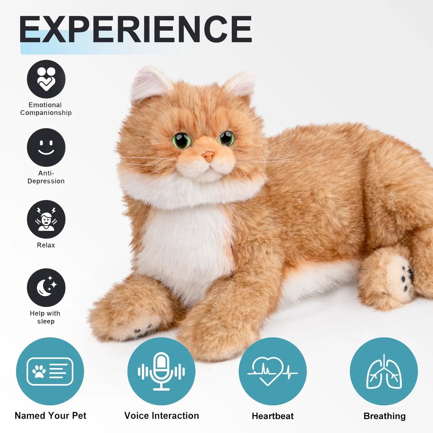 Breathing Calico Percy Heartbeat Robotic Cat Chongker interactive plush cat on Tampa Home & Garden Store