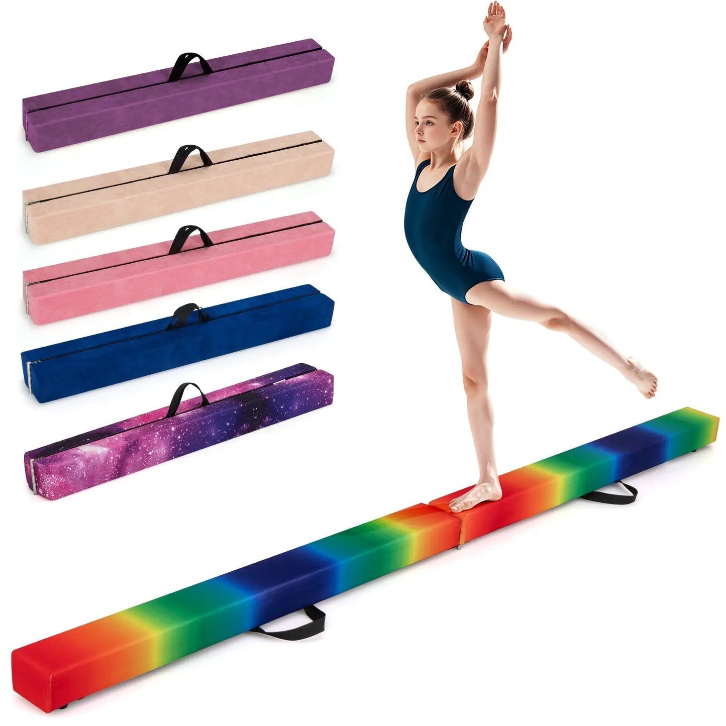 7 Feet Folding Balance Beam with Handles DirectDeals rainbow colors gymnast leaping on beam on Tampa Home & Garden Store