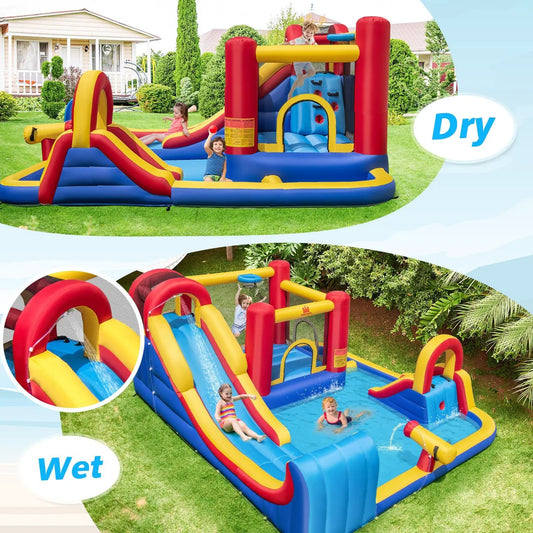 DirectDeals 7 in 1 Inflatable Bounce House and Water Slide; red, blue, yellow with slides on Tampa Home & Garden Store