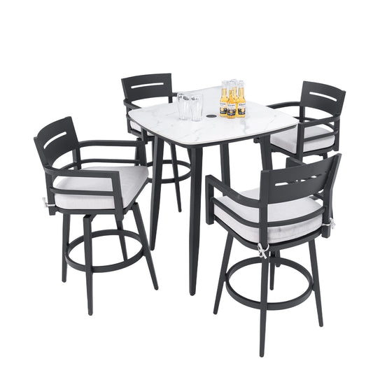 Modern Outdoor Aluminum Patio Bar Set And Stools