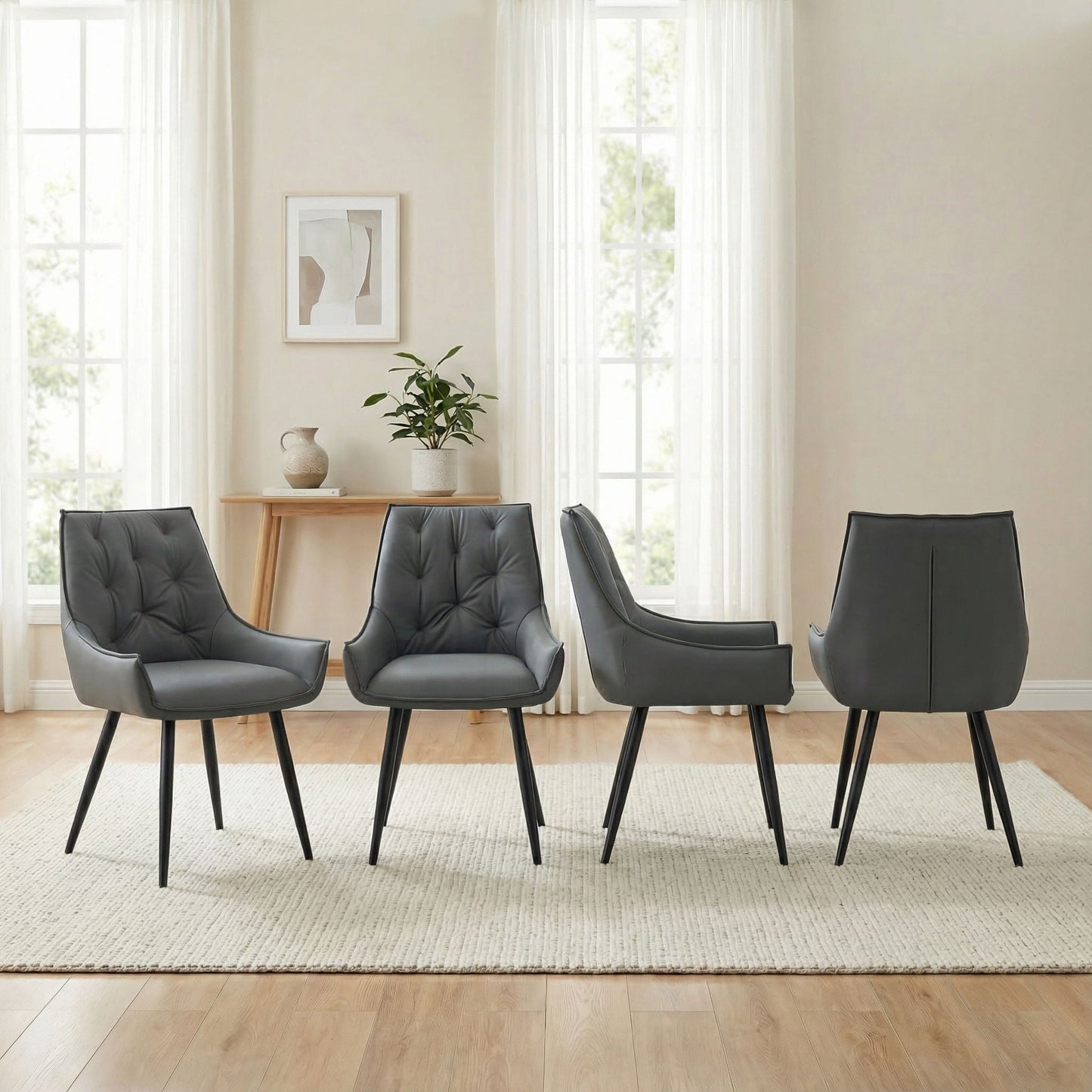 Dark Gray Flat Back Dining Chairs and Soft Touch