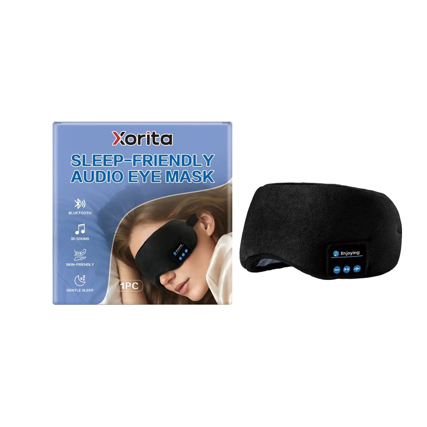 Music Sleep Goggles Xorita black sleep mask with Bluetooth audio and built-in control panel on Tampa Home & Garden Store