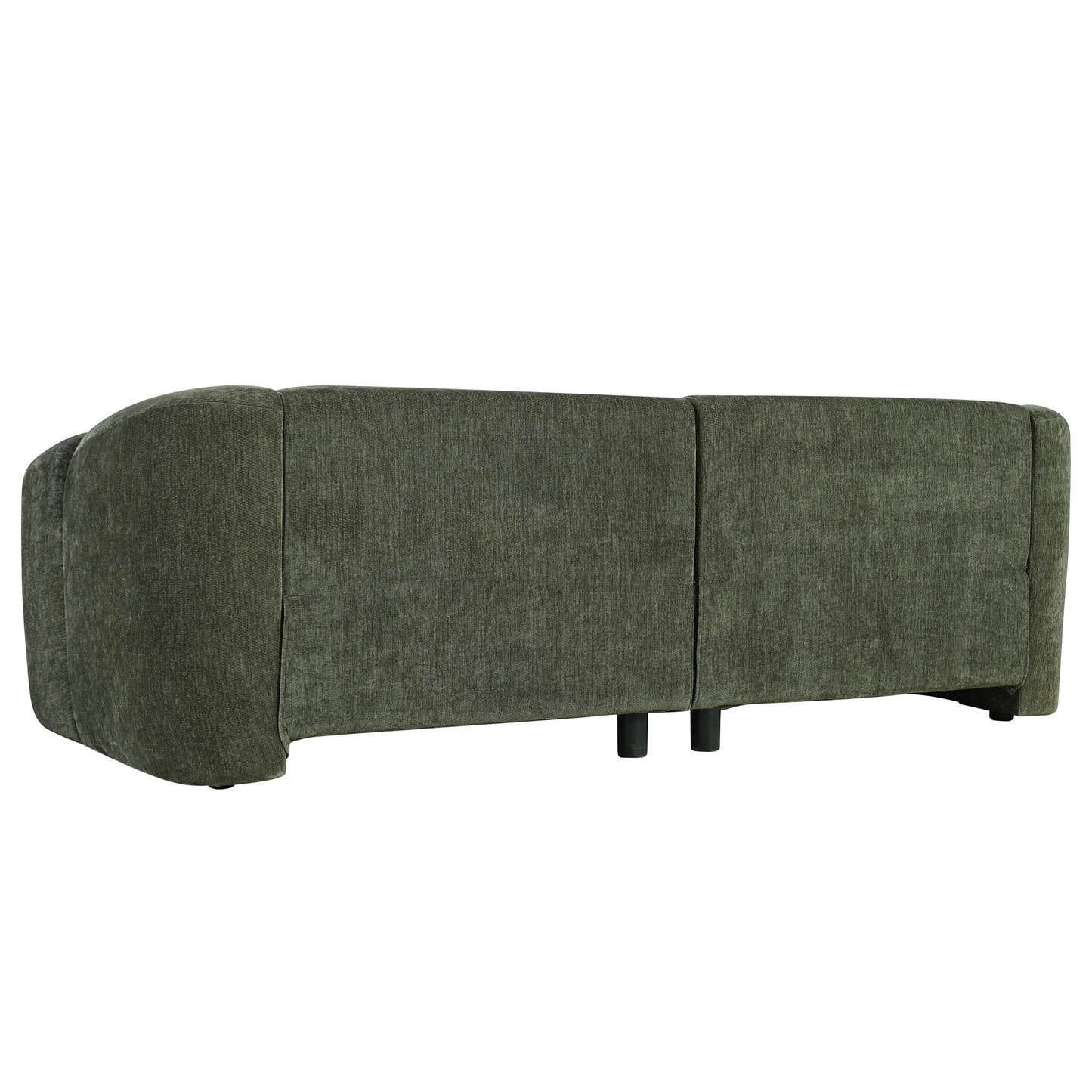 87.4-inch modern minimalist curved block sofa in dark green textured fabric with black legs on Tampa Home & Garden Store