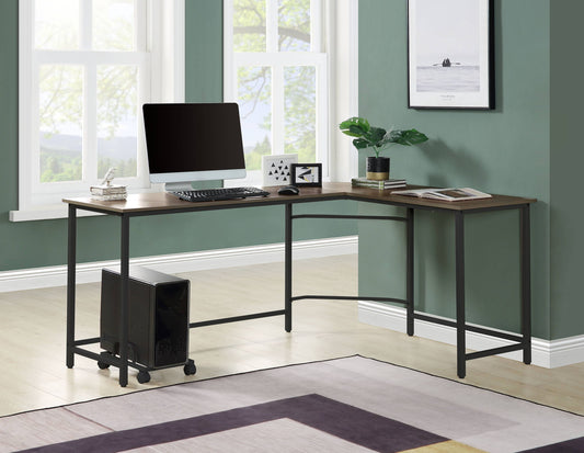 Bambina computer desk, L-shaped desk with wood top and black metal frame by HouseOfZazla on Tampa Home & Garden Store