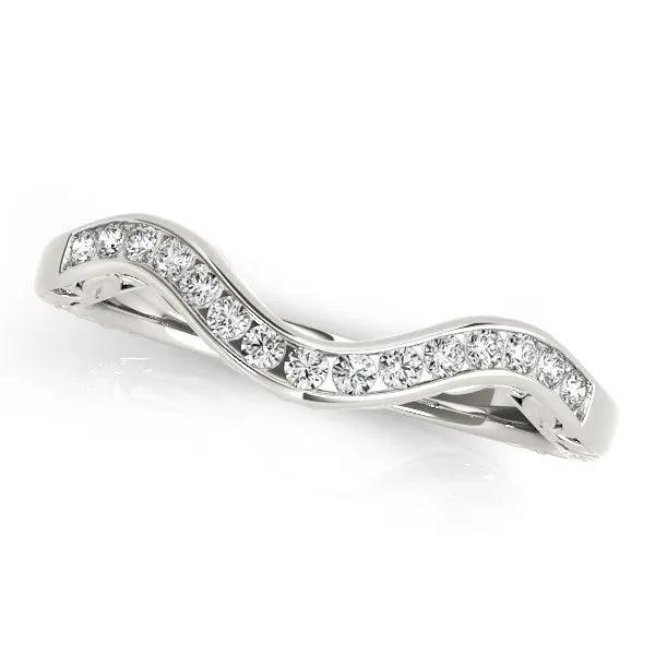 14k white gold curved diamond wedding ring by Bids.com with pavé diamonds on flowing band on Tampa Home & Garden Store