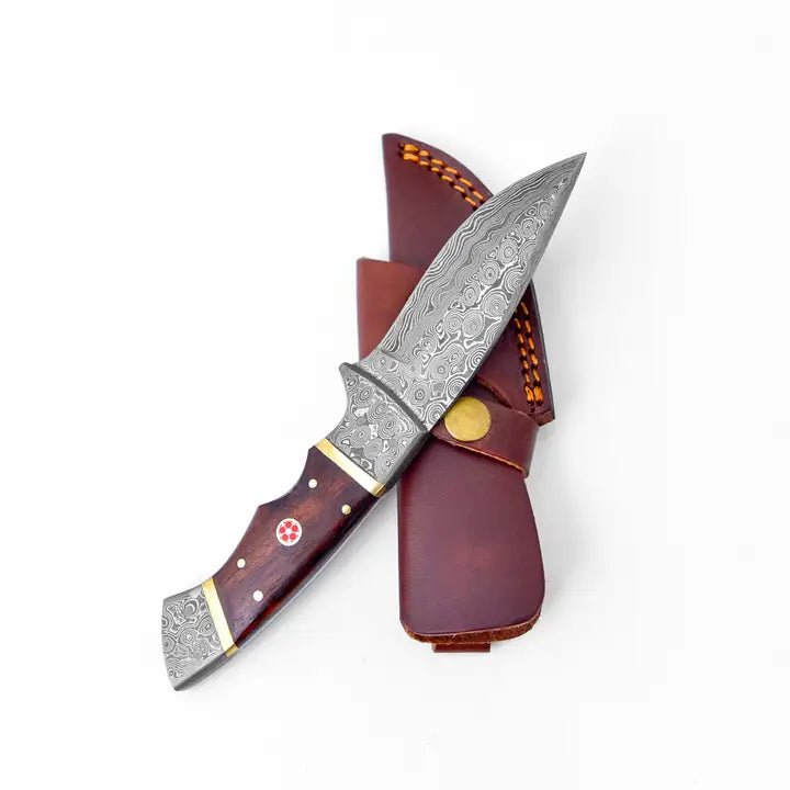 Walnut Fusion Damascus Utility Knife TK-086W by Titan International K damascus blade on Tampa Home & Garden Store
