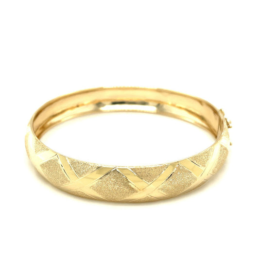 10k yellow gold dual-textured diamond pattern bangle bracelet by Bids.com on Tampa Home & Garden Store
