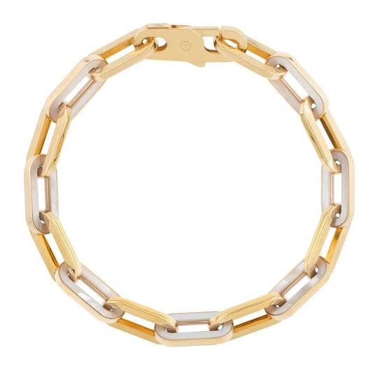 14k yellow gold MOP paperclip gem link bracelet by Bids on Tampa Home & Garden Store